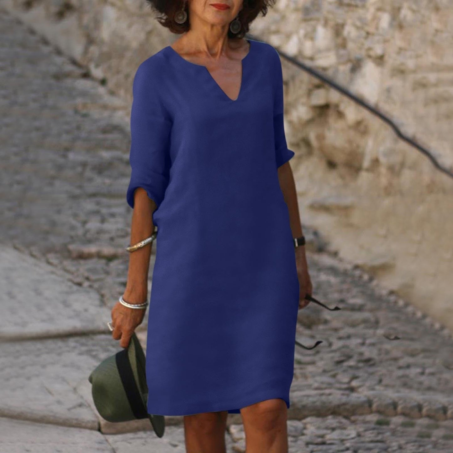 Cassie | Tailliertes Kleid mit V-Ausschnitt