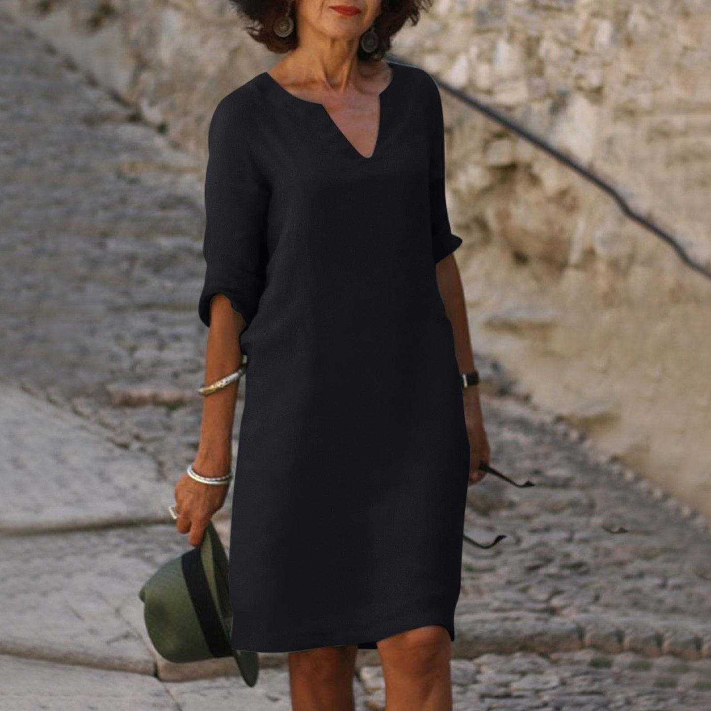 Cassie | Tailliertes Kleid mit V-Ausschnitt