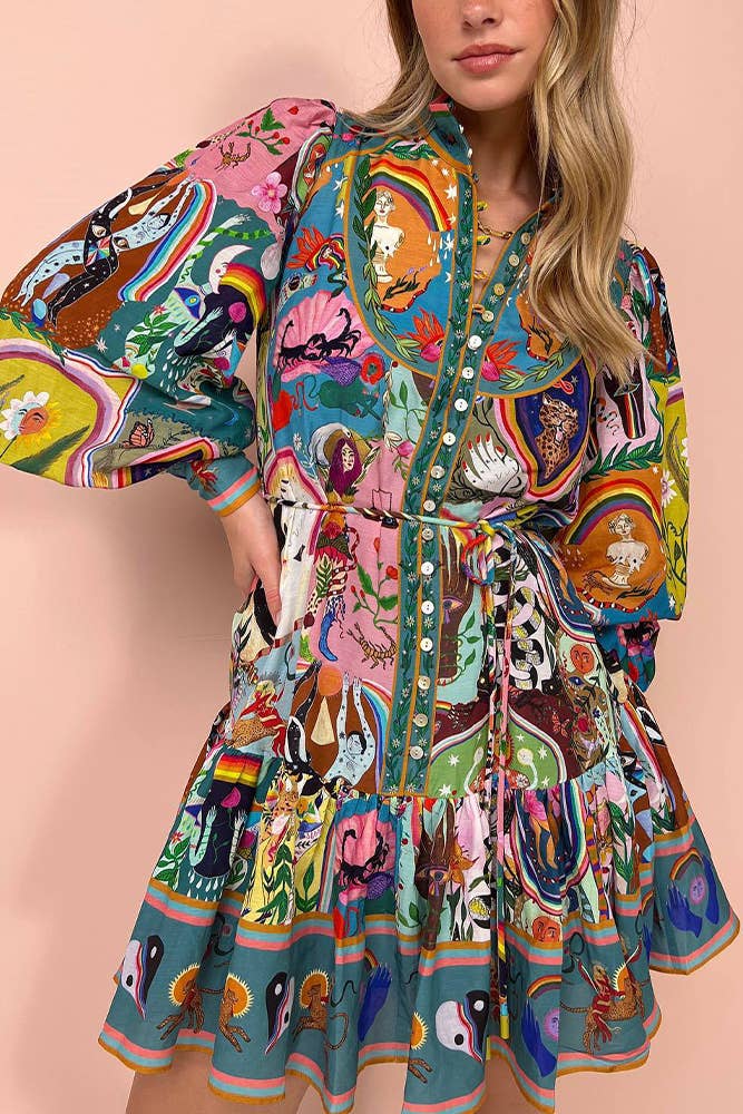Unishe™ - Lässiges Graffiti Mini Kleid