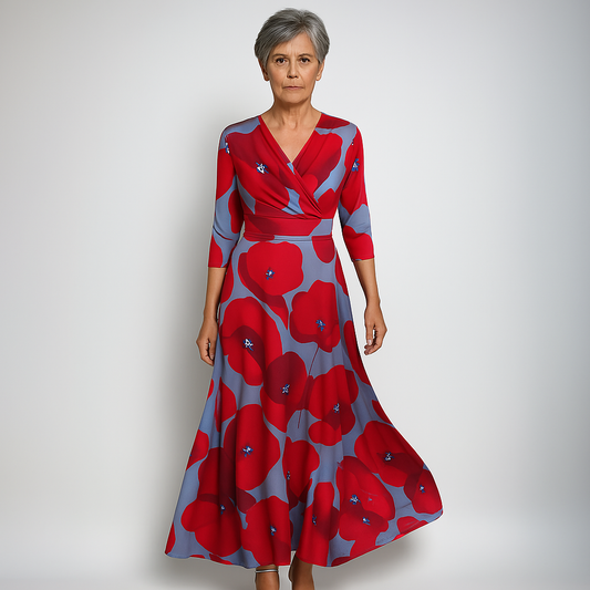 Emily | Long Floral Wrap Kleid