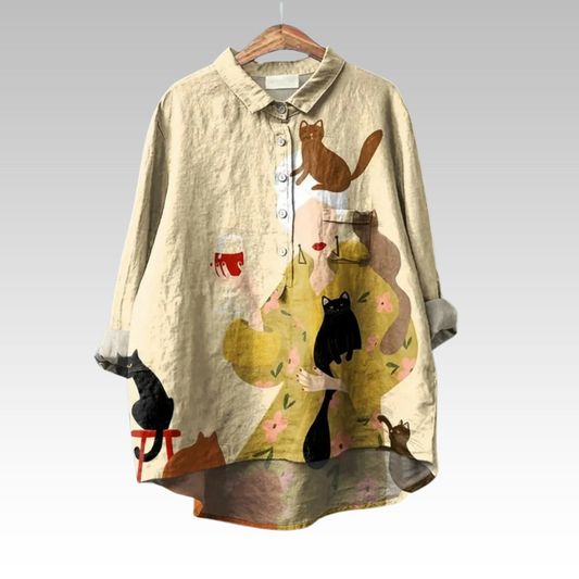 Louisa™ - Katzenkunst Bluse