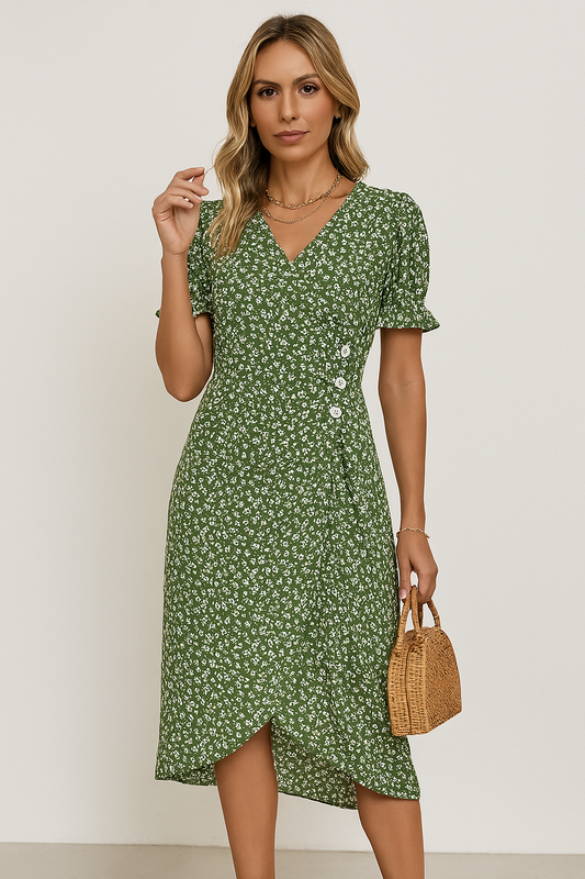Tine | Kurzärmeliges Kleid mit Blumendruck