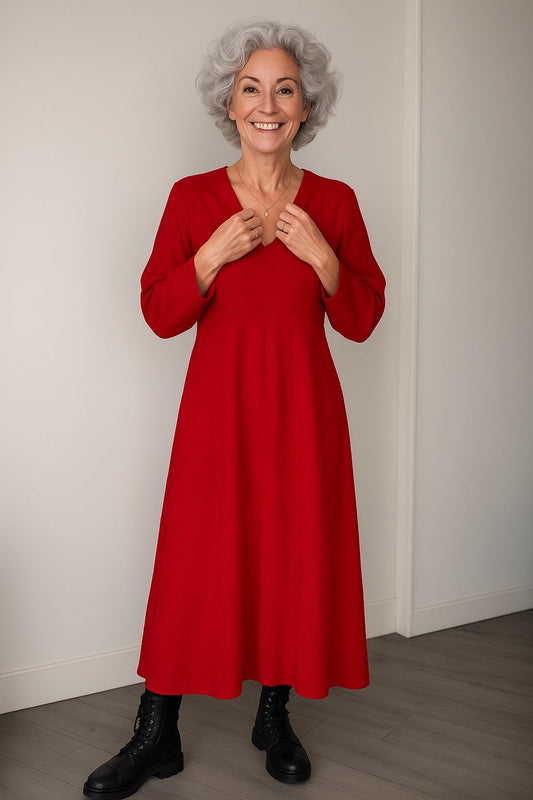 Amanda | Das lange, schlank machende Kleid mit V-Ausschnitt