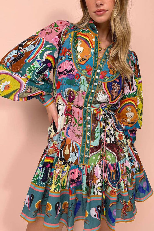 Unishe™ - Lässiges Graffiti Mini Kleid